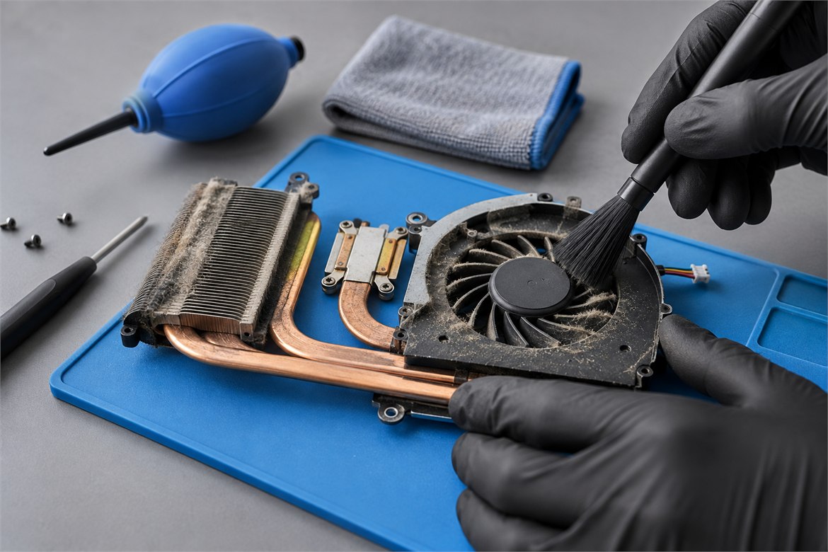 Limpieza del ventilador y disipador de un portátil
